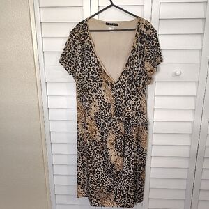Leopard Print V-Neck Dress